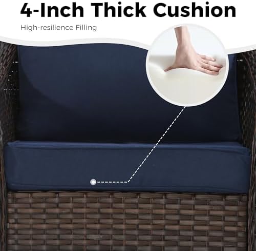 3 Piece Patio Wicker Conversation Set, All-Weather Use Outdoor Wicker Sofa - Image 3