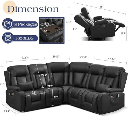 TUNYI Power Loveseat Recliner Sofa - Image 2