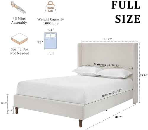 Full Size Upholstered Platform Bed Frame - Image 2