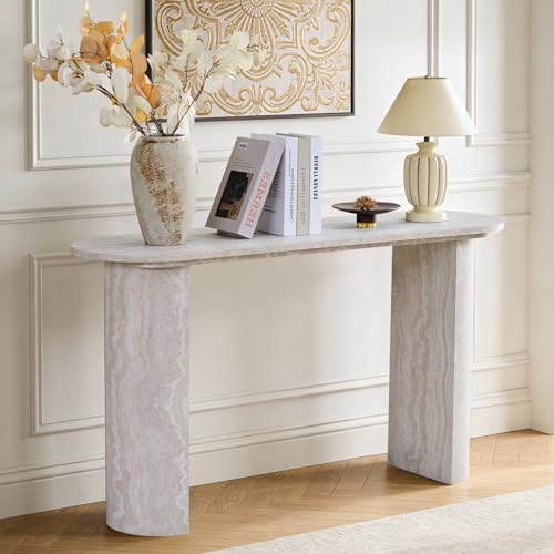 55" Faux Travertine Stone Console Table by BFJDM