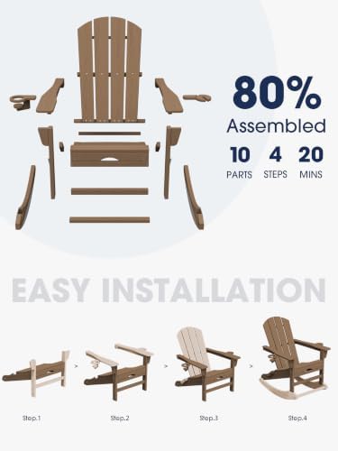KINGYES HDPE Adirondack Rocking Chair - Image 7