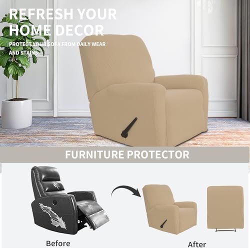 Easy-Going Stretch Recliner Chair Sofa Slipcover Washable Sand - Image 4