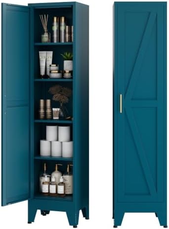 COFaR Tall Bathroom Cabinet, Metal Farmhouse Narrow Slim Storage Cabinet by COFAR