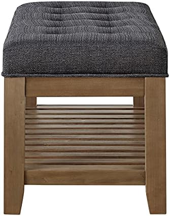 24KF Large Rectangular Upholstered Tufted Linen Fabric Ottoman Bench, Padded - Image 7