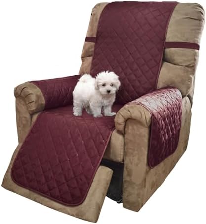 U-NICE HOME Reversible 23''Recliner Small Chair Cover, Burgundy/Tan by U-NICEHOME