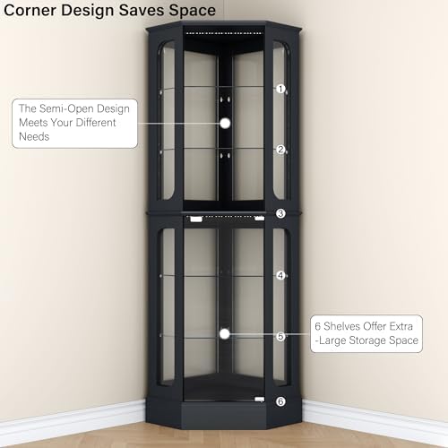 kepptory 72" Tall Corner Display Cabinet - Image 5
