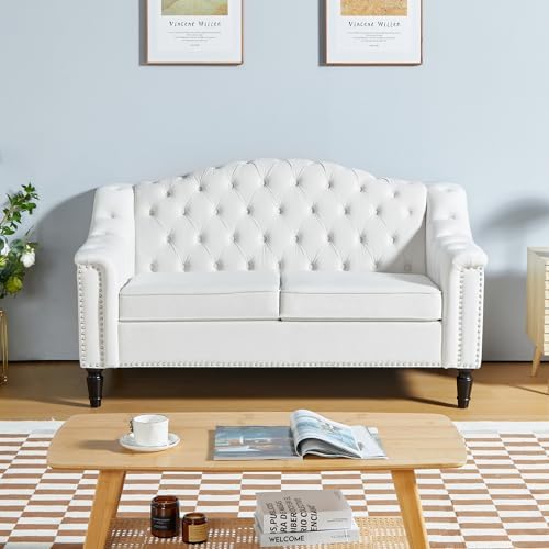 LEVNARY Chesterfield Loveseat Velvet, Upholstered Sofa by LEVNARY
