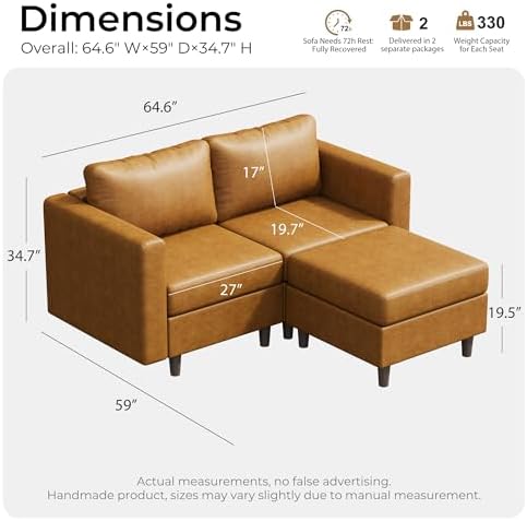 ABCASA Modular Sectional Loveseat Sofa Couch - Image 2