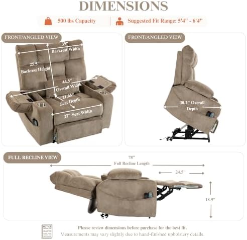 Heavy Duty 500 lbs Power Lift Recliner - Image 3