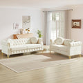 2 Pieces Mid Century Modern Chesterfield Sofa Set, Upholstered Button Tufted by JEEOHEY