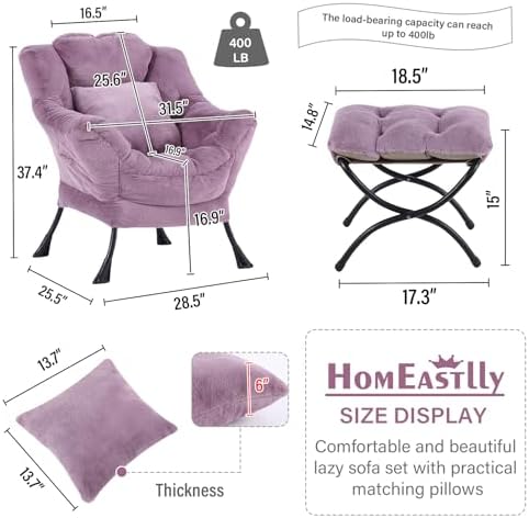 Lazy Chair with Ottoman, Comfy Reading Chair - Image 3