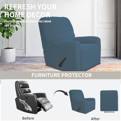 Easy-Going Stretch Recliner Chair Sofa Slipcover Washable Bluestone - Image 4