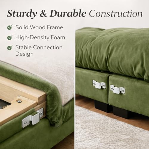 94" Modular Sectional Sofa, Velvet Upholstered Couches - Image 6