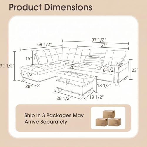 Faux Leather Sectional Couches for Living Room - Image 2