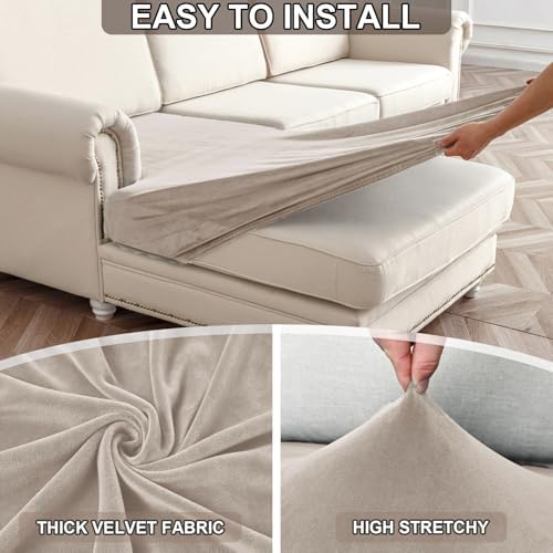 NAISI Waterproof Couch Cushion Covers Thick Velvet Fabric Washable Sofa - Image 5