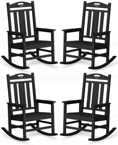 Ciokea Oversized Outdoor Rocking Chairs Set of 4, 380lbs Heavy-Duty Large Patio by CIOKEA