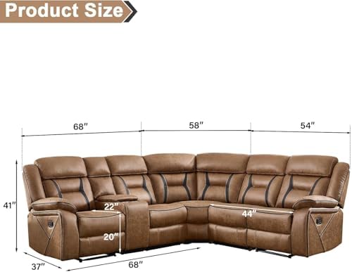 EBELLO Manual Reclining Sectional Sofa - Image 2