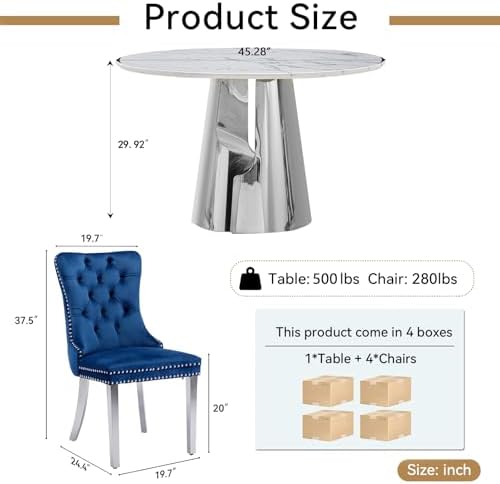 45” Round Dining Table Set For 4, Kitchen Table - Image 6