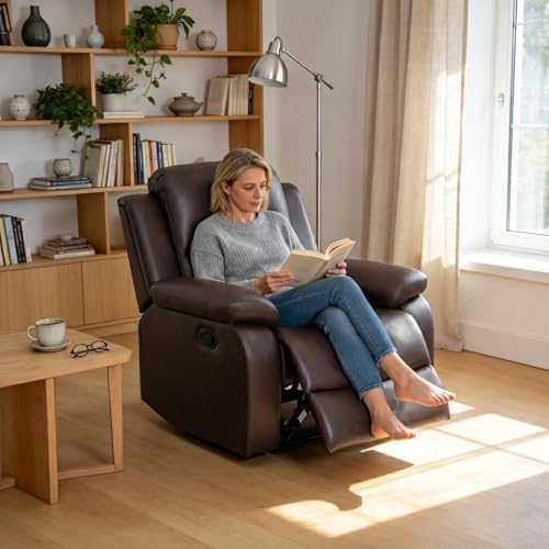 Leather Recliner Chair, a Manual Recliner 1 Seat, Living Room Reclining Sofa - Image 5
