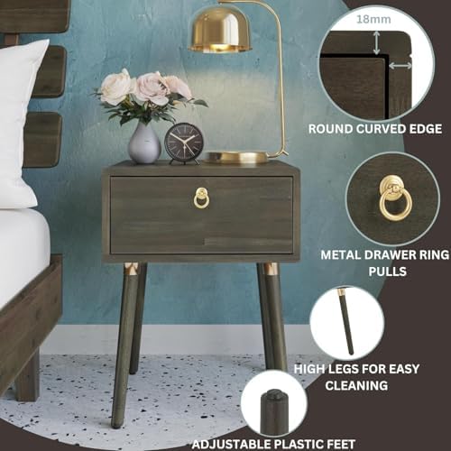 Bme Caden Solid Wood Nightstand/Side Table/End Table, Fully Assembled, - Image 3