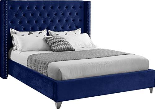 Meridian Furniture Aiden Collection Modern | Contemporary Velvet Upholstered Bed by Unknown