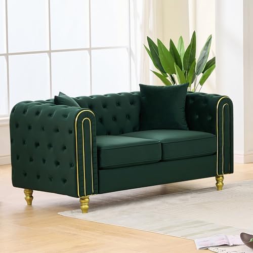 Velvet Chesterfield Sofa, Mid Century Modern Deep Seater Couch by VIDEVIK