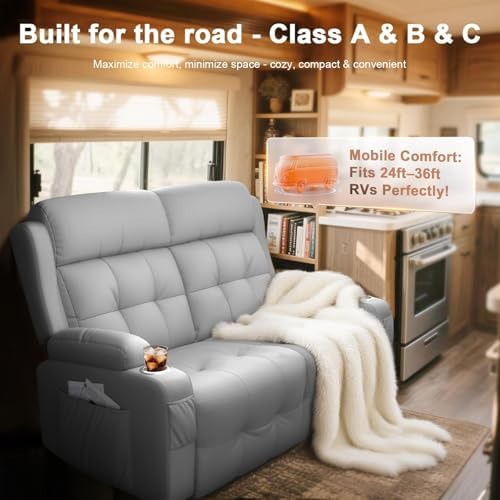 Reclining Loveseat Sofa, RV Loveseats Recliner Sofas Wall Hugger, Double - Image 5