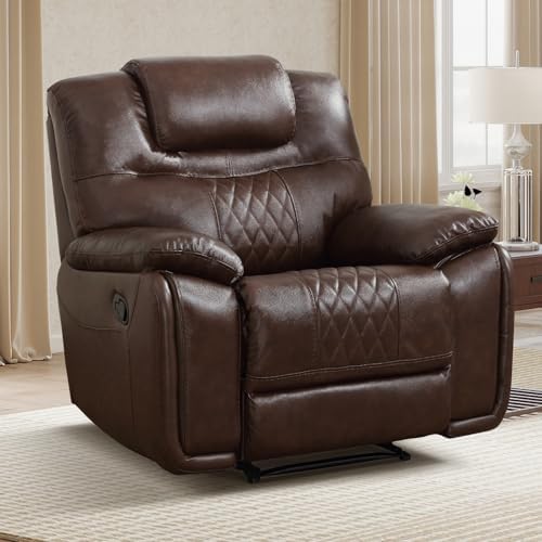 ANJ Manual Recliner Chair for Adults, Premium Genuine Leather Reclining Chairs by ANJ