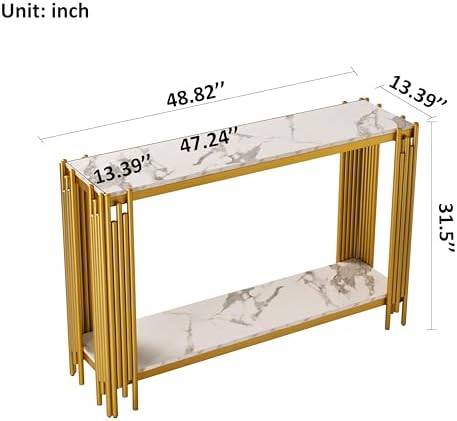 Faux Marble Console Table, Narrow Sofa Table Entryway Table Behind Sofa - Image 2