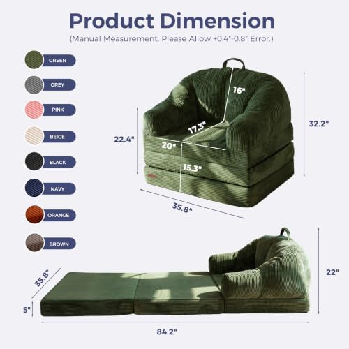 MAXYOYO Folding Sofa Bed with Backrest, Boneless Fold Out Couch with Handle - Image 2