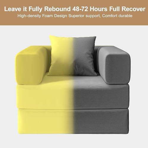 Single Couch Sofa for Small Spaces, 2-in-1 Single Boneless Sofa - Image 5