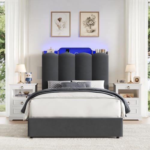 HOSTACK Twin Upholstered Platform Bed Frame - Image 5