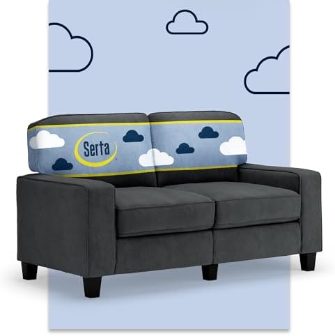 Serta Palisades 61" Track Arm Sofa, Easy Care Polyester, Soft Pillow Back by Serta
