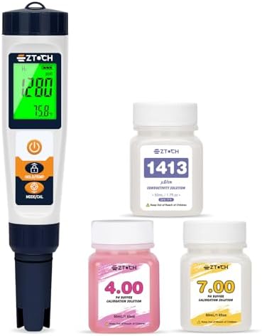 Hydrogen Water Tester pH H2 ORP Meter, Hydroponic pH TDS EC Meter, 6 in 1 by EZTOCH