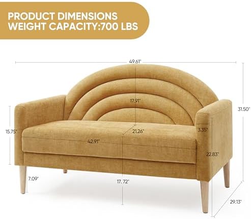 49" Small Loveseat Sofa for Small Spaces, Office Couch - Image 2