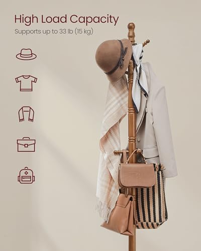 VASAGLE Freestanding Coat Rack, Rubber Wood Coat Tree - Image 3