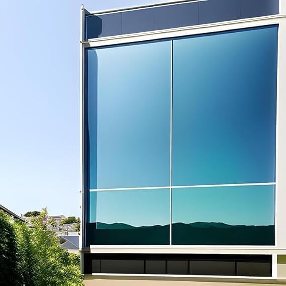 Rockrose Professional Window Tint for Home – One Way Privacy Window Film for Home Offices Heat Blocker Reflective Adhesive Mirror Tint with 99% UV Block – Silver 12in x 100FT