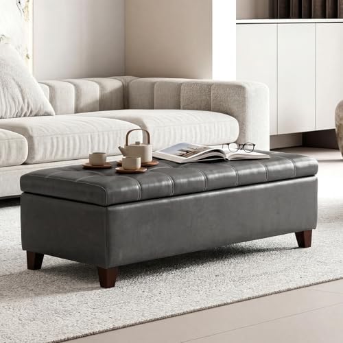 Ottoman with Storage 51" Faux Leather Storage Ottoman Bench by DECODEVILLE