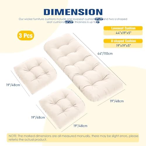 Wicker Furniture Cushions Outdoor, Patio Seat Chair Pads, Waterproof - Image 2