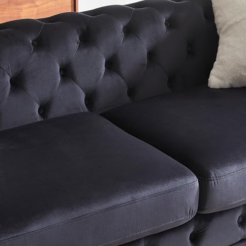 KEIKI 83" Luxury Oversized Velvet Chesterfield Sofa - Image 6