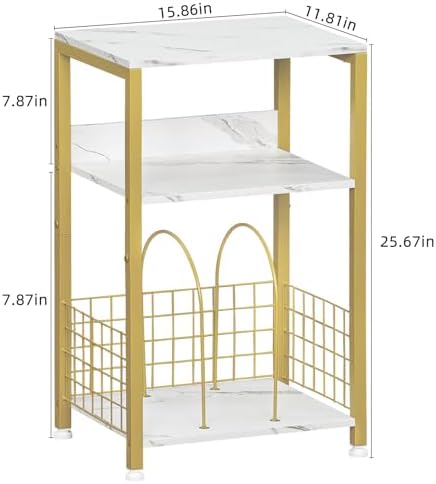 LELELINKY Side Table, 3 Tier Industrial Wooden Record Player Stand - Image 4