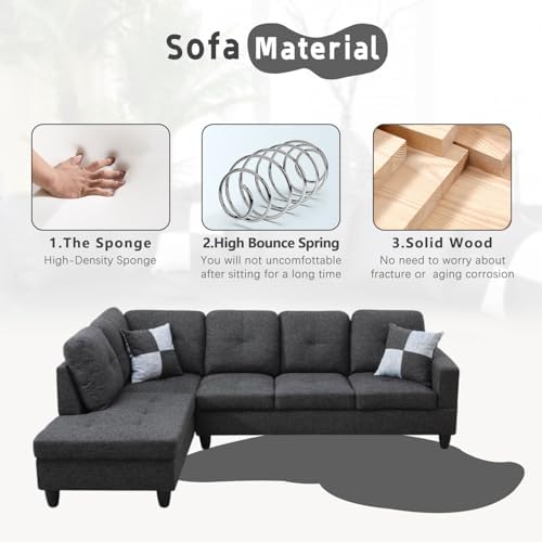 L-Shaped 3-Piece Flannel Sofa - Image 3