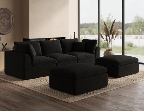 ohllob 110" U Shaped Couch, Cloud Sectional Couches - Image 3