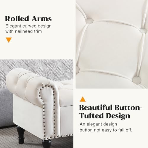 Velvet Storage Bench 67 Inch Upholstered Tufted Ottoman Bench - Image 6