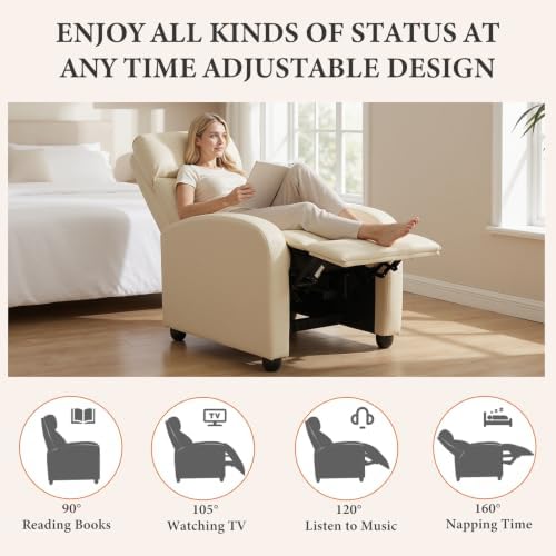 OLIXIS Recliner Chair, Reclining Sofa Chair - Image 3