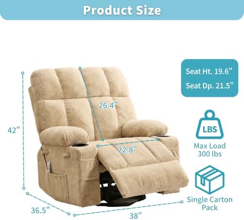 IDEALHOUSE Oversized Rocking Recliner Chair - Image 2