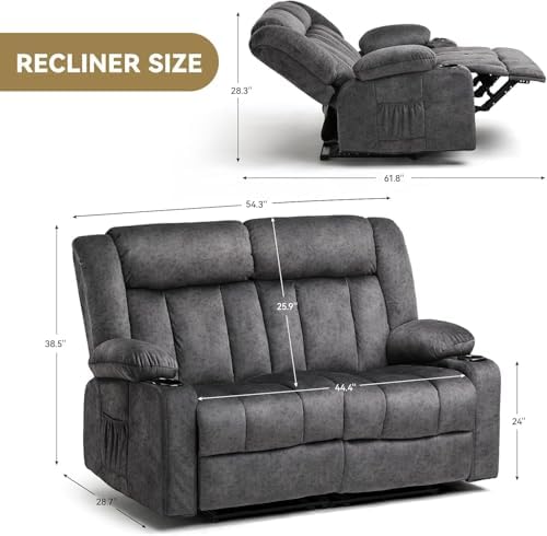 COMHOMA Living Room Furniture Sets Manual Recliner Loveseat, 2 Seat Fabric - Image 2