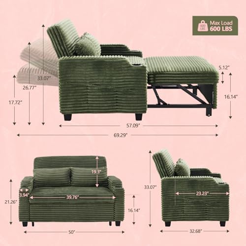 VINGLI Loveseat Sleeper Sofa Couch - Image 2