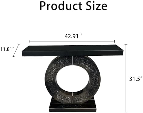 Black Mirrored Console Table, 42.9" Rectangle Sofa Table - Image 2