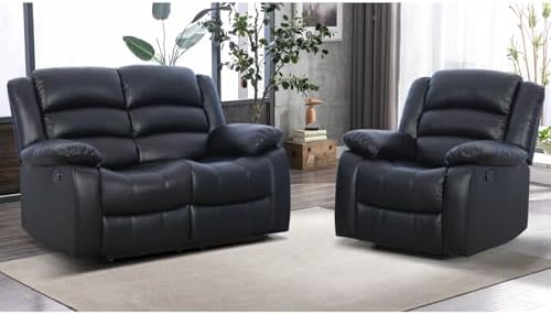 EBELLO Manual Faux Leather Reclining Couch Set by EBELLO